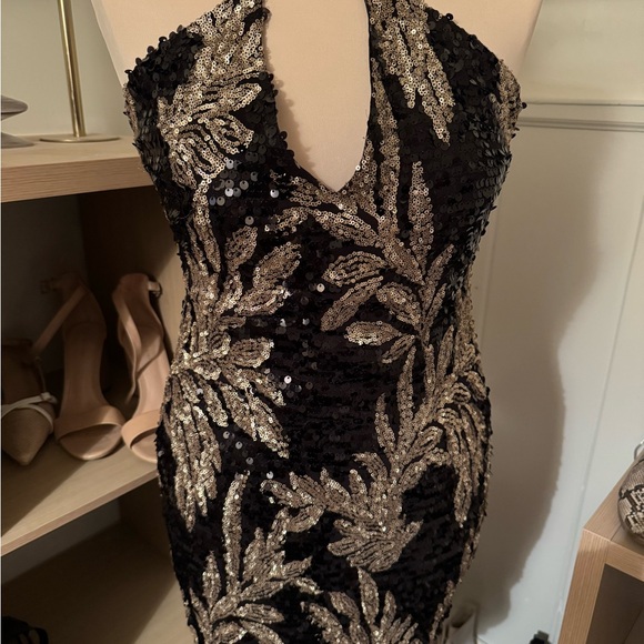 Elegant Black and Gold Sequin Dress - Picture 1 of 2